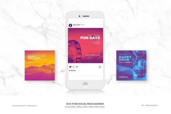 双色调社交媒体配图模板素材库精选 Duo Tone Social Media