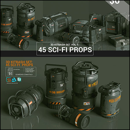 科幻道具电缆、电线、管道等硬面零件FBX格式素材之家精选3D模型