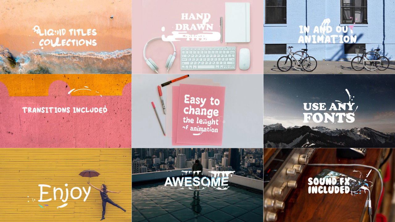 简洁时尚的液体标题集合素材库精选AE模板