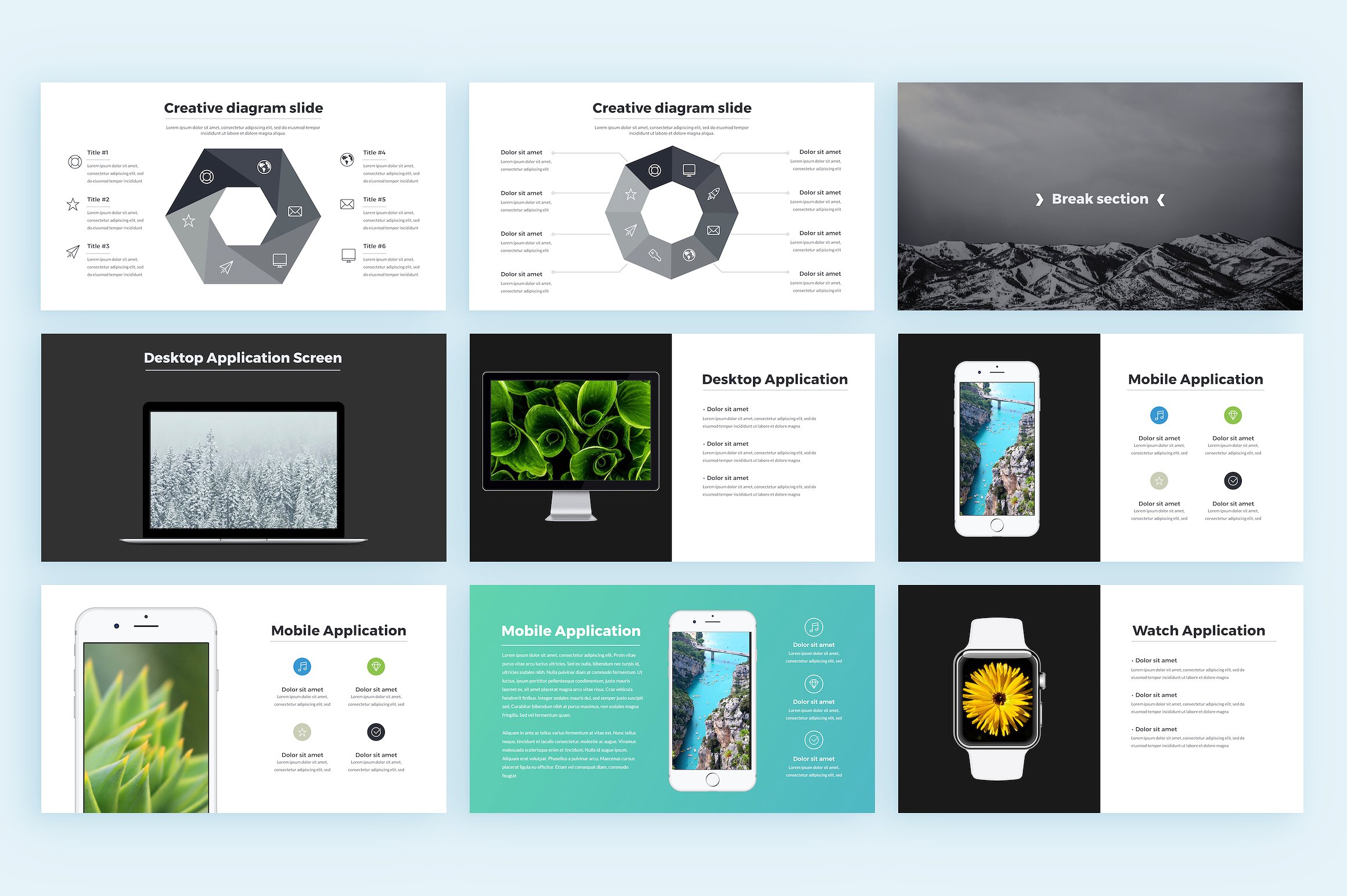 时尚小清新的PPT基调模板插图(11)