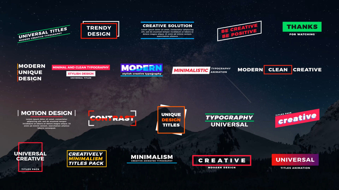 20个通用全屏动画标题素材库精选AE模板