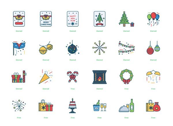 2017年新年圣诞图标打包下载[Ai]