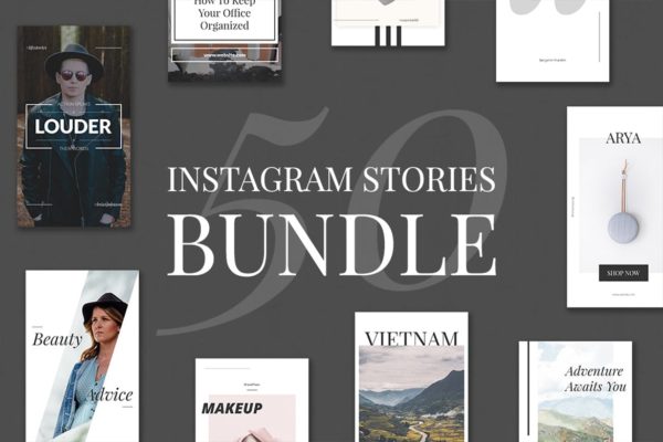 50款Instagram社交平台品牌故事营销策划设计模板素材库精选 50 Instagram Stories Bundle