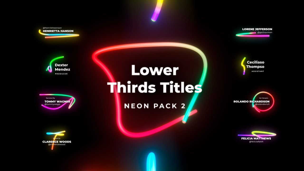 彩色霓虹灯动态和文字说明素材库精选pr模板