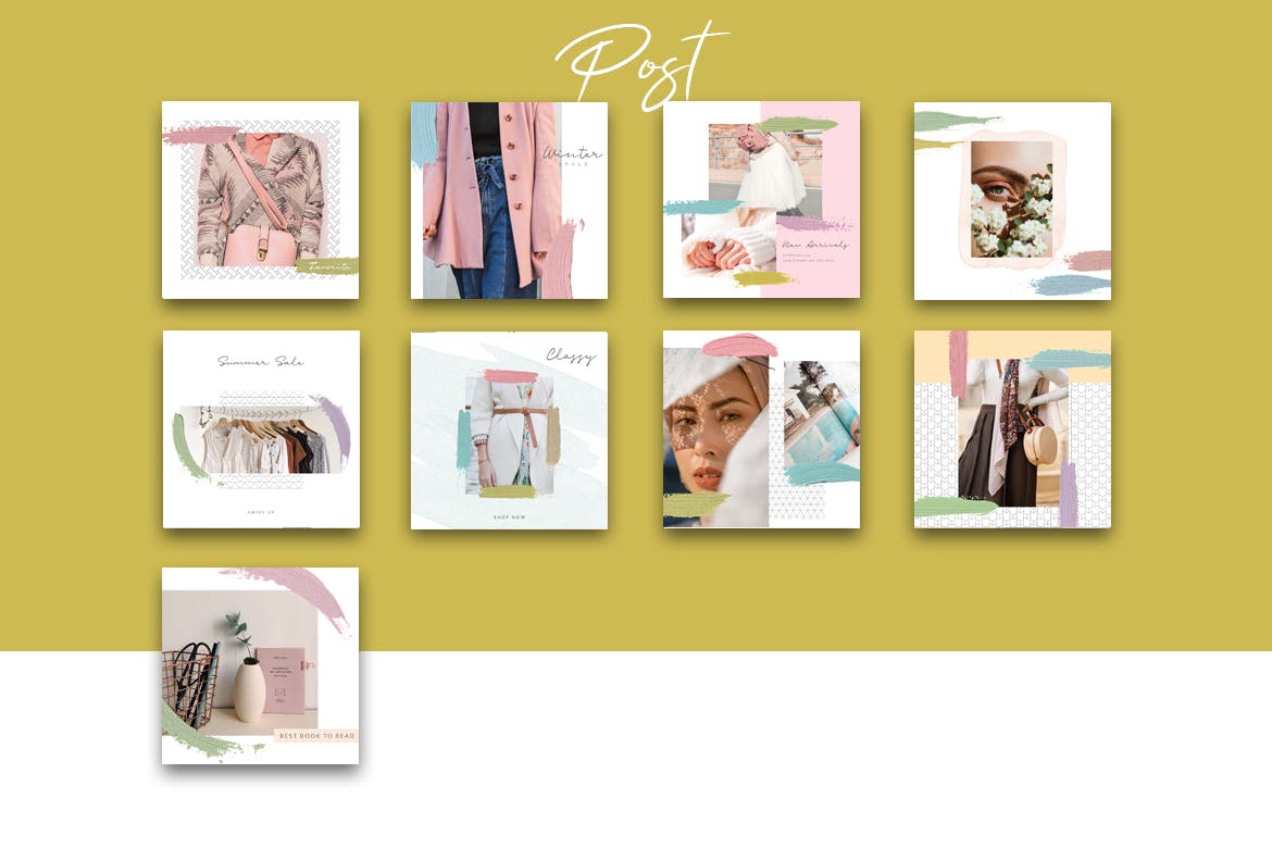 小资优雅风格Instagram社交网站品牌故事&贴图设计模板素材库精选 Instagram Ireland Social Media Pack插图(3)