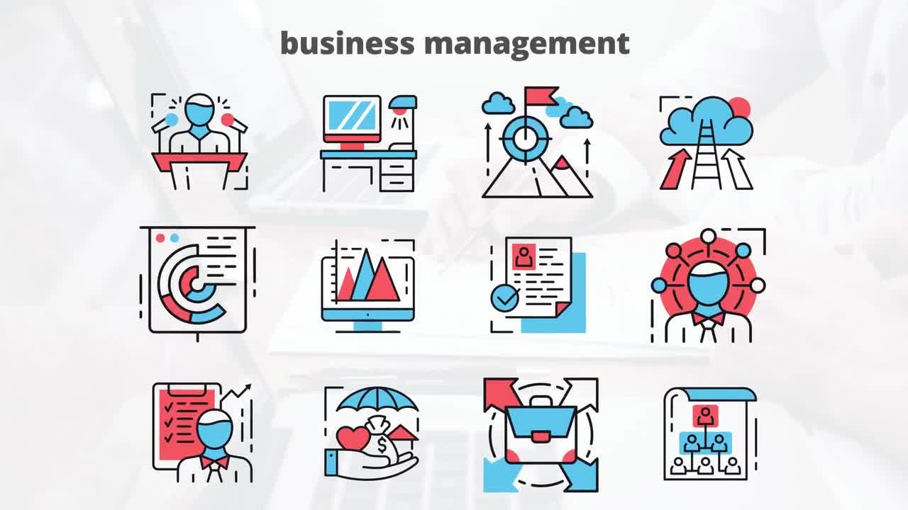 12个业务管理-平面动画图标素材库精选AE模板