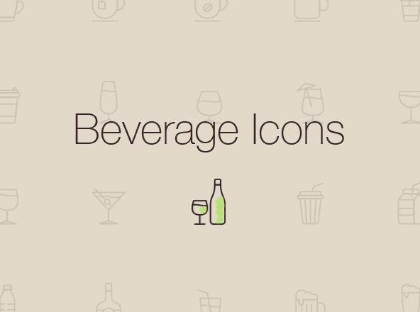 饮料主题系列矢量线性图标 Beverage Line Icons