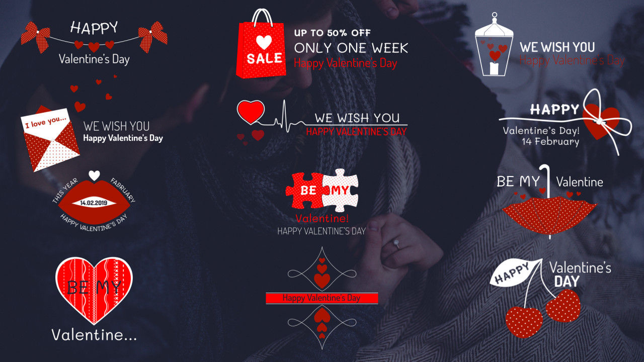 12个情人节主题效果标题素材库精选AE模板