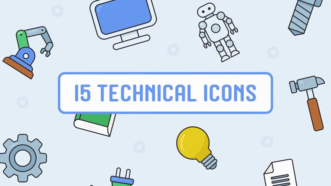 15个简洁创意独特动画技术图标素材库精选AE模板