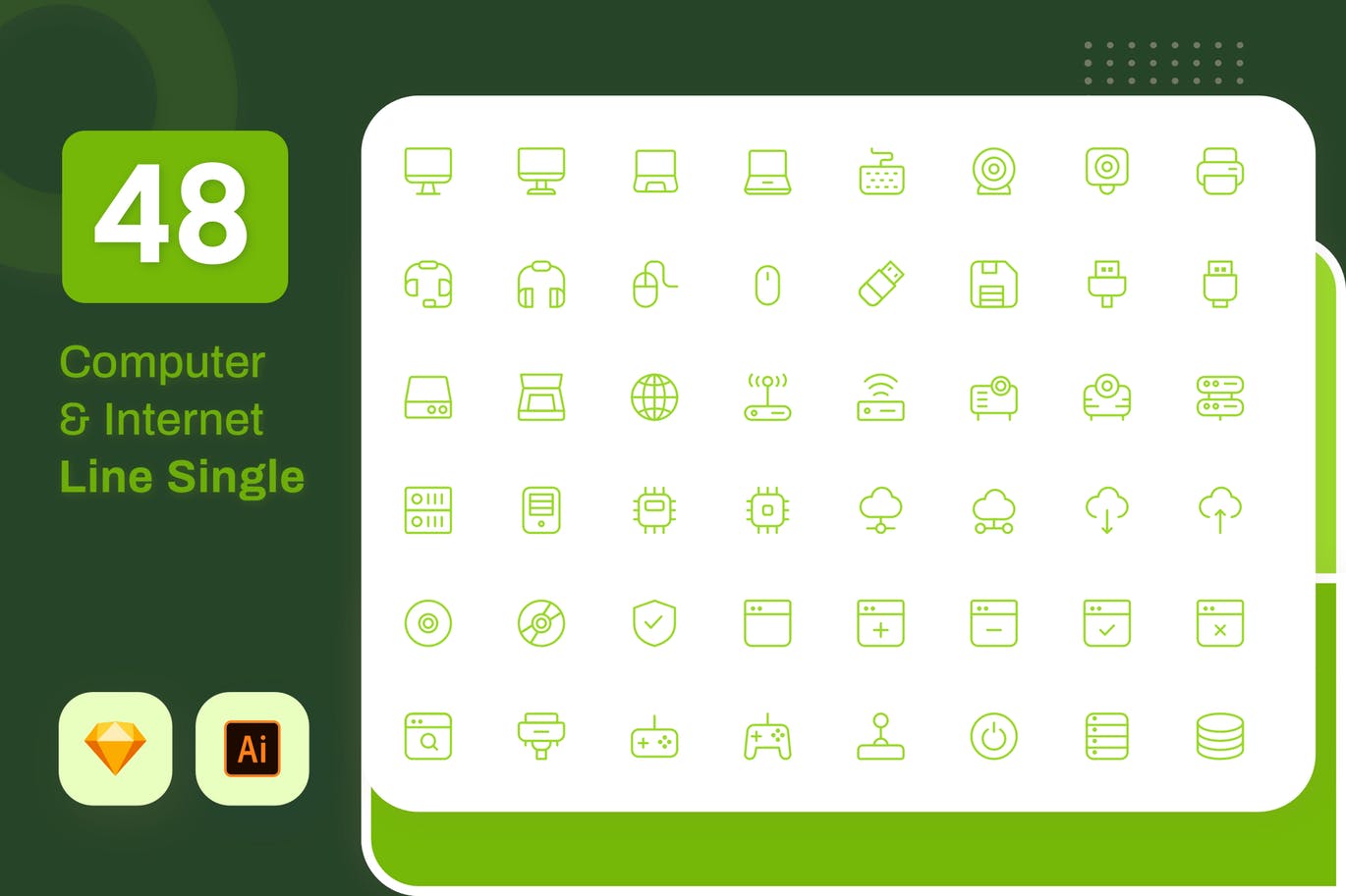 Line Senja系列：电脑IT主题矢量线性素材库精选图标素材包 Line Senja – Computer & IT插图