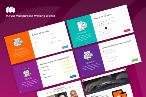 现代设计风格表单页面HTML模板素材库精选 Mavia – Multipurpose Form Wizard