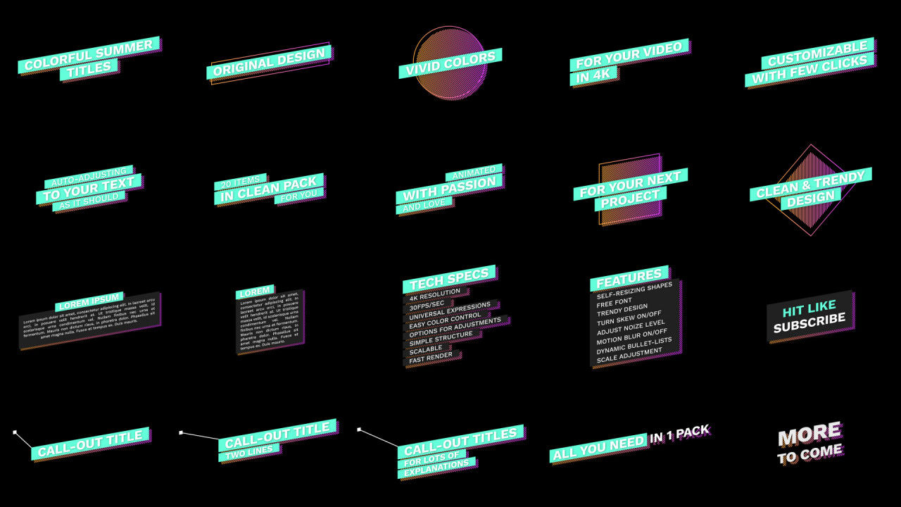 多彩夏季标题素材库精选AE模板