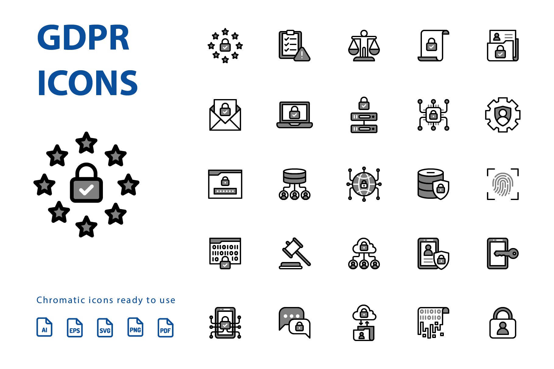 25枚GDPR通用数据保护条例主题Chromatic风格素材库精选图标 GDPR Chromatic插图(1)