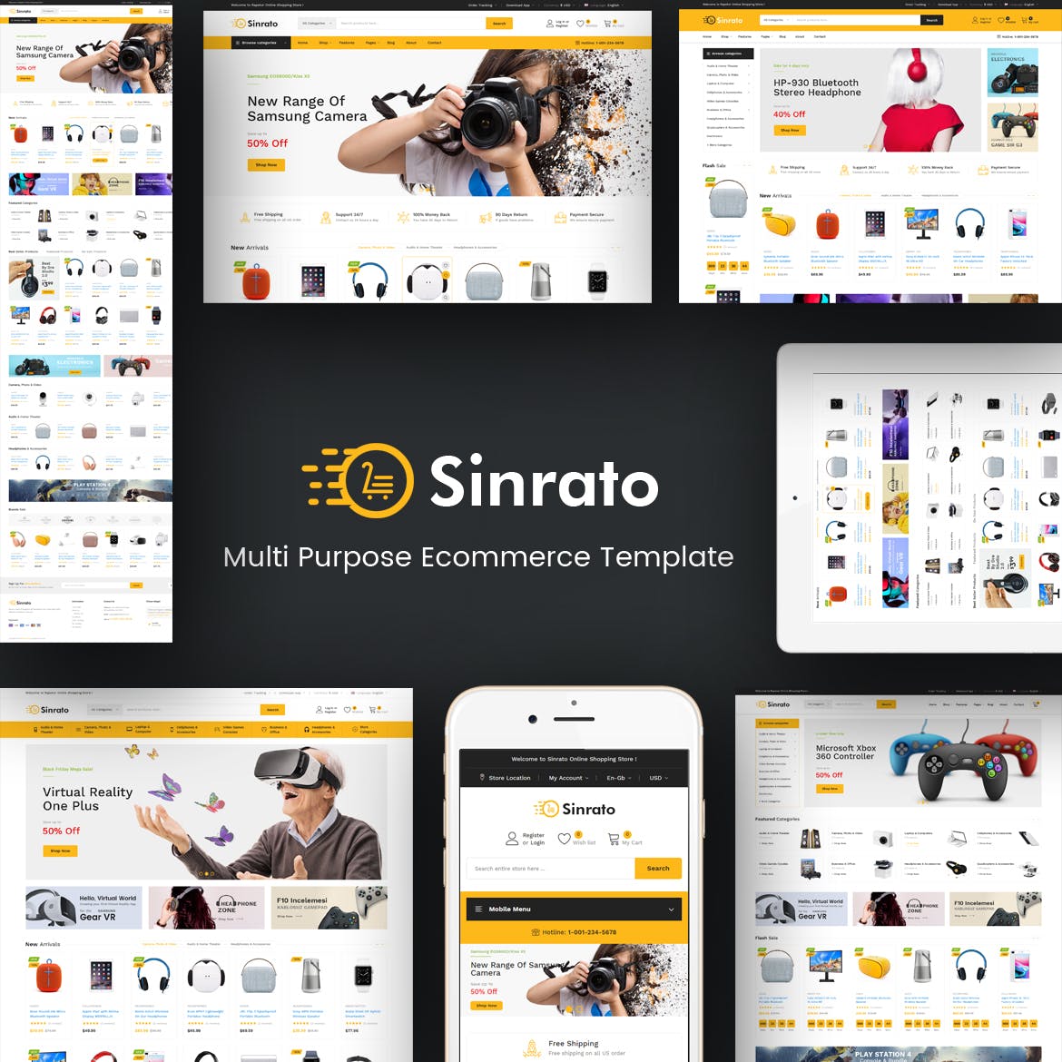响应式电子数码产品网上商城Magento主题模板素材库精选 Sinrato – Mega Shop Responsive Magento Theme插图(1)