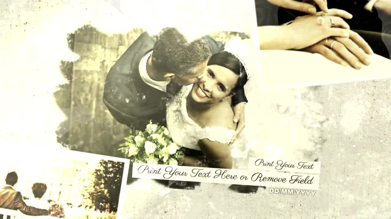 老式婚礼照片幻灯片素材库精选AE模板