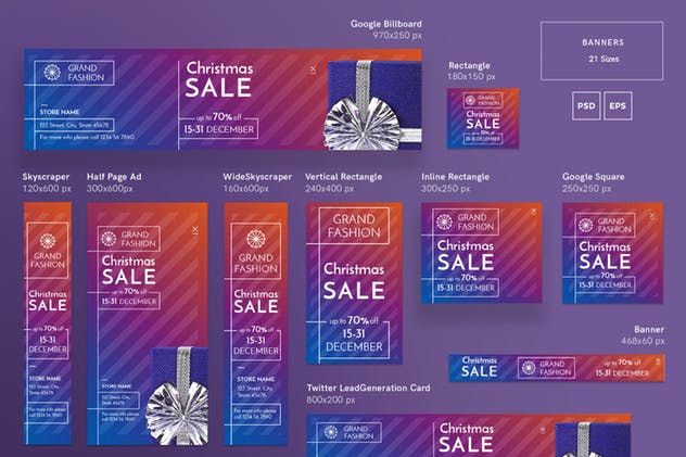 圣诞节节日主题促销广告Banner设计模板合集 Christmas Sale Banner Pack Template插图(1)