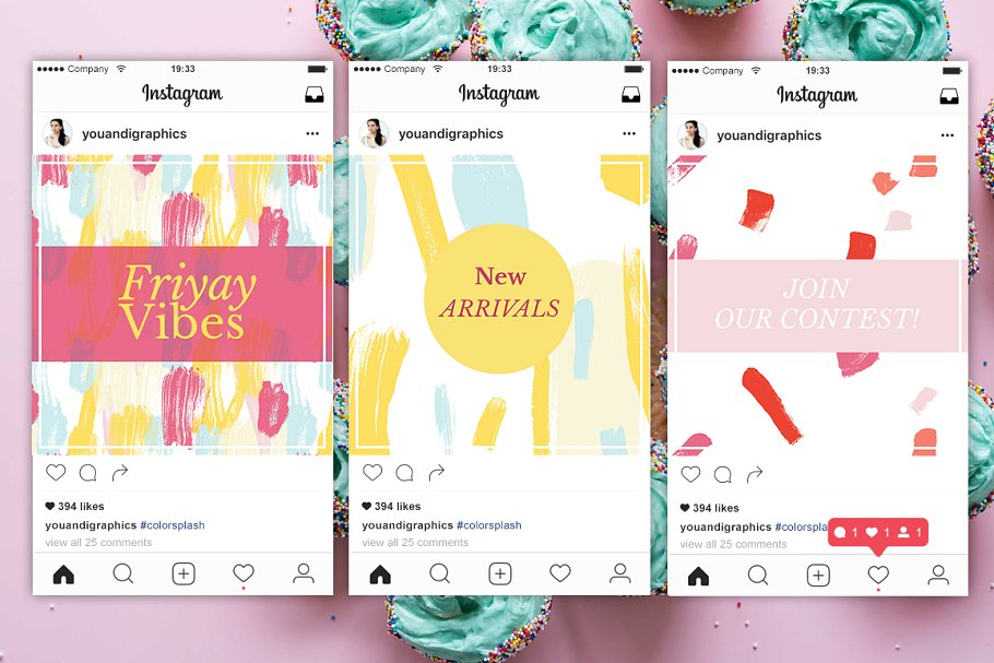 多彩新媒体社交媒体贴图模板素材库精选 Colorful Instagram Templates插图(8)