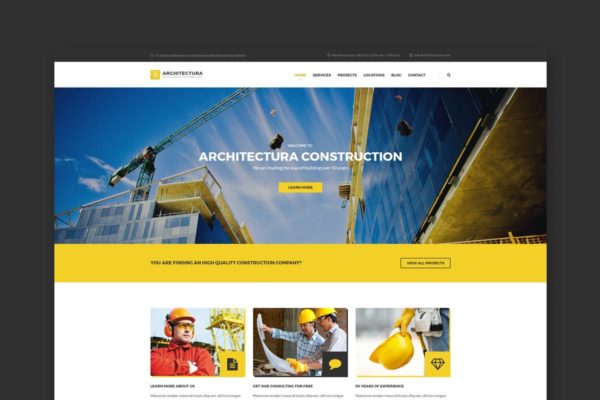 建筑主题网站PSD模板素材库精选 Architectura – Construction &amp; Building PSD Templat