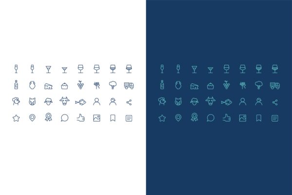 关于酒，酒精和食物矢量素材库精选图标素材 icons set about wine, alcohol and food