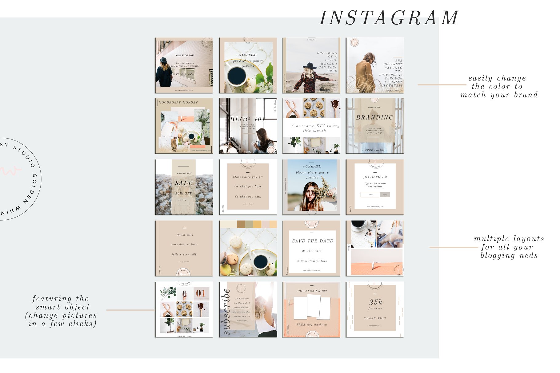 小资时尚生活博客社交媒体贴图素材包 Lifestyle Blogger Social Media Kit插图(3)