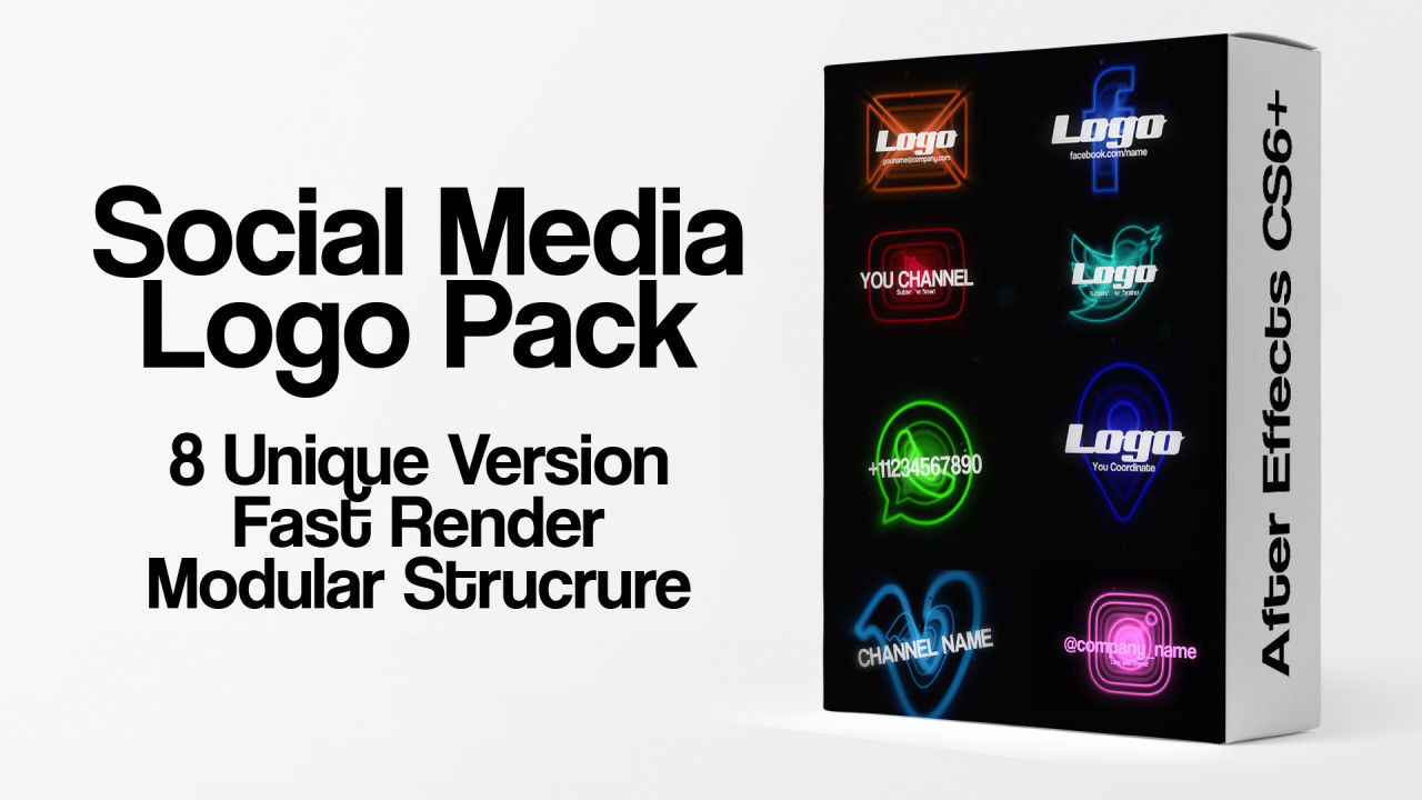 社交媒体徽标包素材库精选AE模板