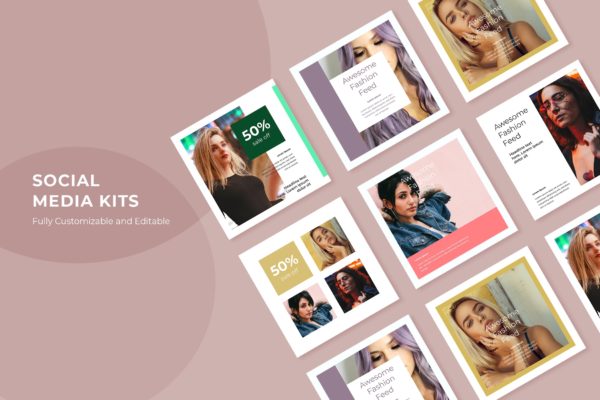 Instagram/Facebook/Twitter社交促销广告设计模板素材库精选v83 SRTP – Social Media Kit.83