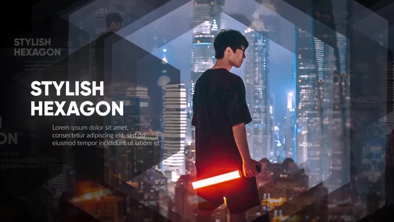 时尚的六角形幻灯片素材库精选AE模板