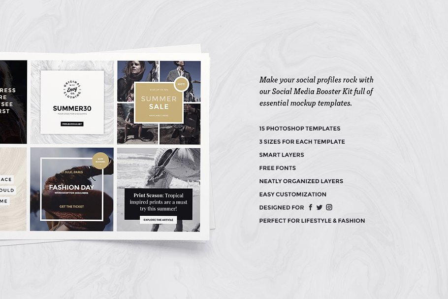 时尚服饰主题社交媒体贴图模板素材库精选 Social Media Handler Kit插图(1)
