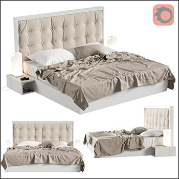 亚麻布双人床素材之家精选3D模型