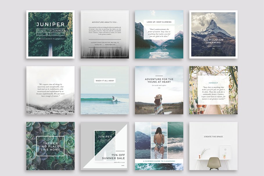 社交媒体平台Pinterest多用途贴图模板素材库精选 J U N I P E R Pinterest Pack插图(2)