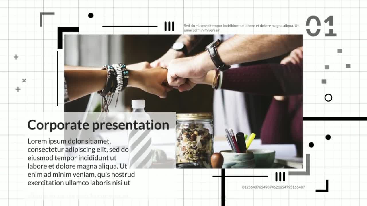 整齐时尚现代的公司介绍幻灯片素材库精选AE模板