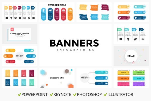 Banner图形信息图表幻灯片设计模板素材 Banners. Infographic templates.