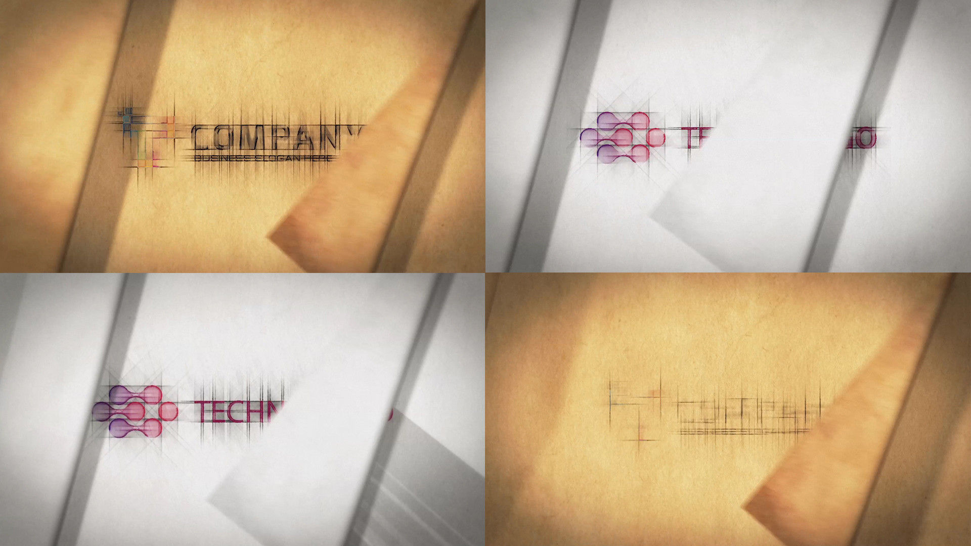 具有动画线条的草图徽标显示素材库精选AE模板