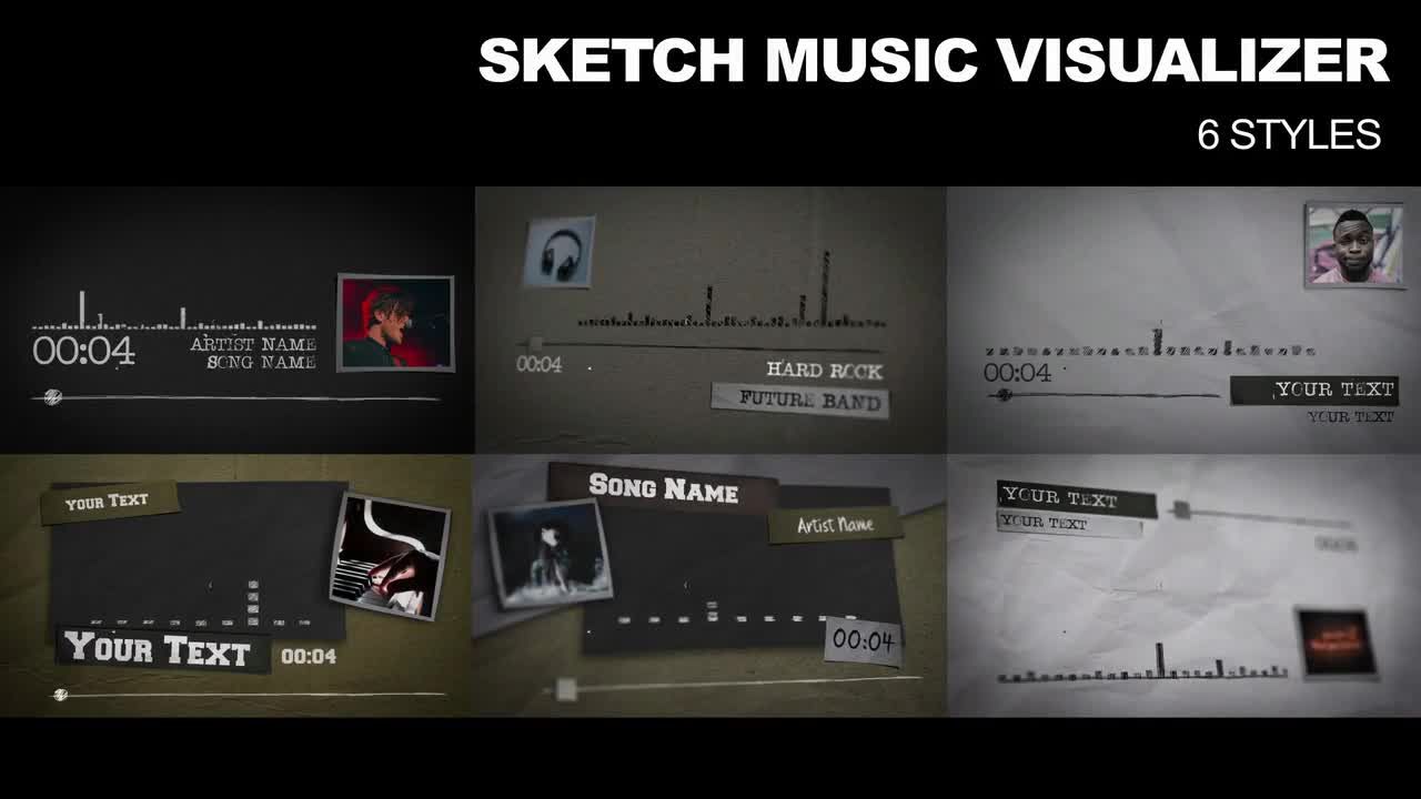 素描音乐展示台宣传素材库精选AE模板