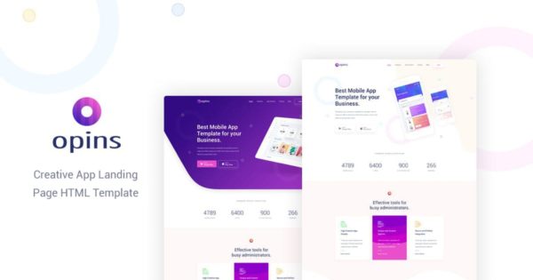 创意互联网产品APP应用官网着陆页设计HTML模板素材库精选 Opins – Creative App Landing Page HTML Template