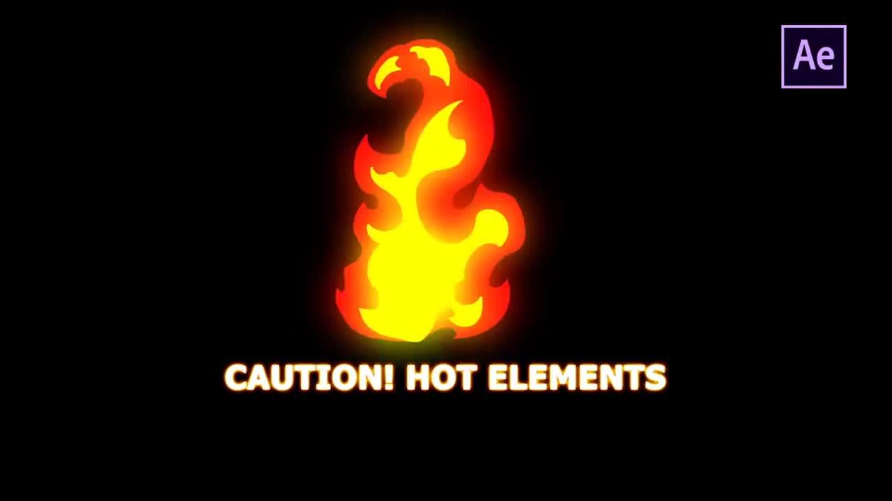手工绘制火元素素材库精选AE模板