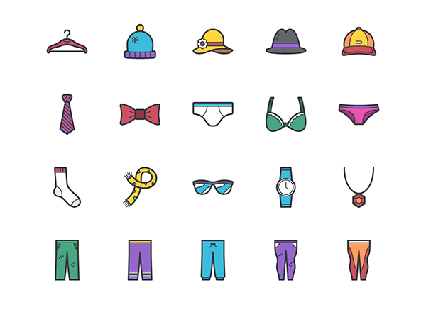 一组时尚可爱的衣饰图标集 Alvarez: Fashion Icons Set