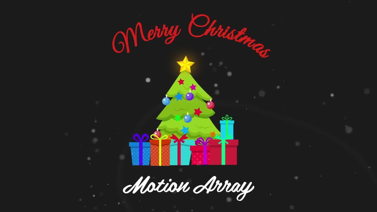 色彩鲜艳的3D旋转粒子诞树动画素材库精选AE模板