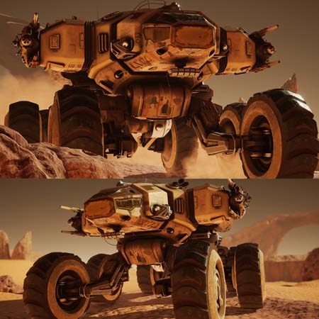 火星漫游者低聚重型半工业车辆素材之家精选3D模型