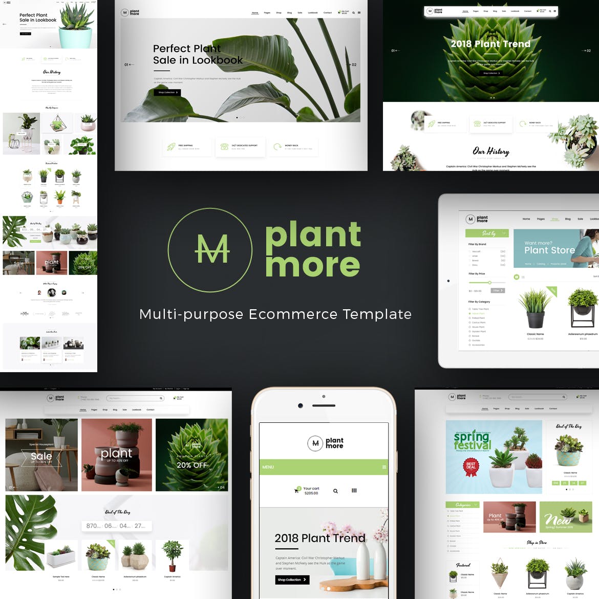 植物花卉盆栽电商网站Opencart主题模板素材库精选 Plantmore – OpenCart Theme插图(1)