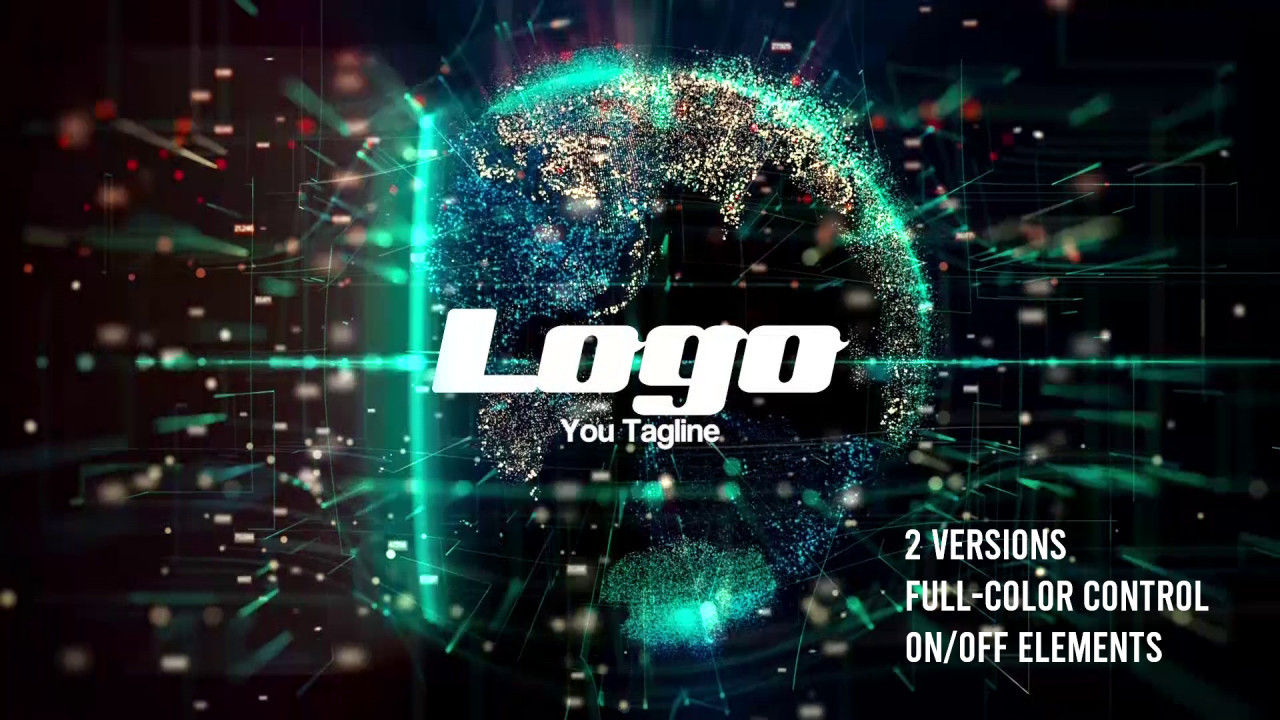 数字地球徽标显示素材库精选AE模板