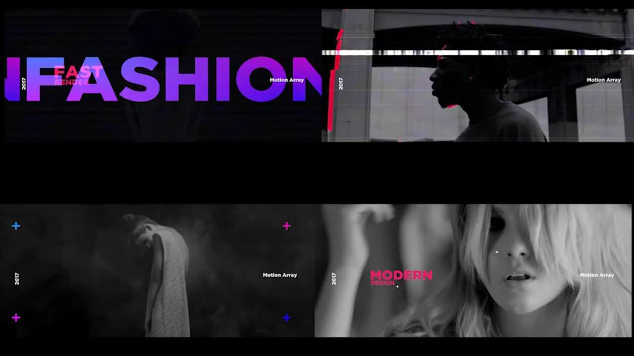 时尚的彩色毛刺过渡效果Pr模板