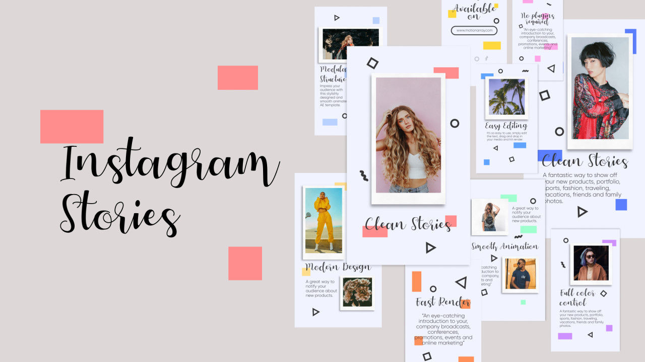 INS时尚社交媒体照片展示视频素材库精选AE模板