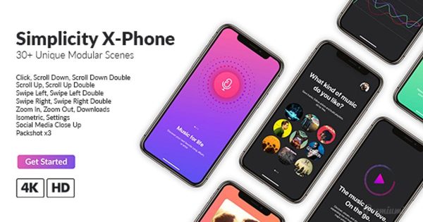 iPhone X 应用&amp;网页设计宣传动态演示素材库精选AE模板 Simplicity X-Phone Promo