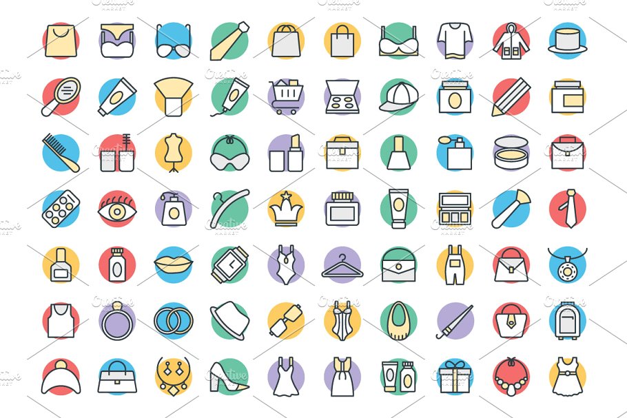 250+时尚衣帽服饰类卡通图标 250+ Fashion and Clothes Icons插图(1)