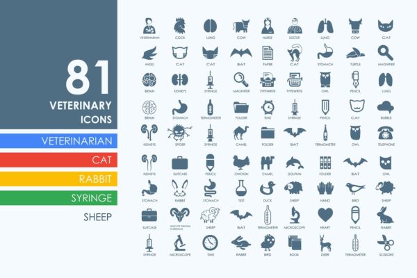 81个动物医疗图标 81 veterinary icons