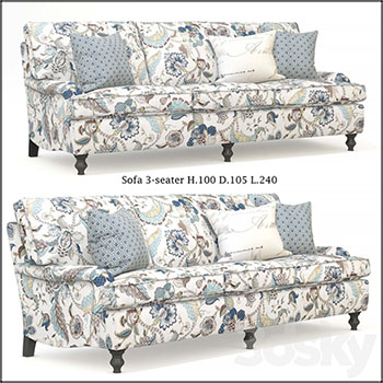 3人座布艺沙发和靠枕素材之家精选3D模型