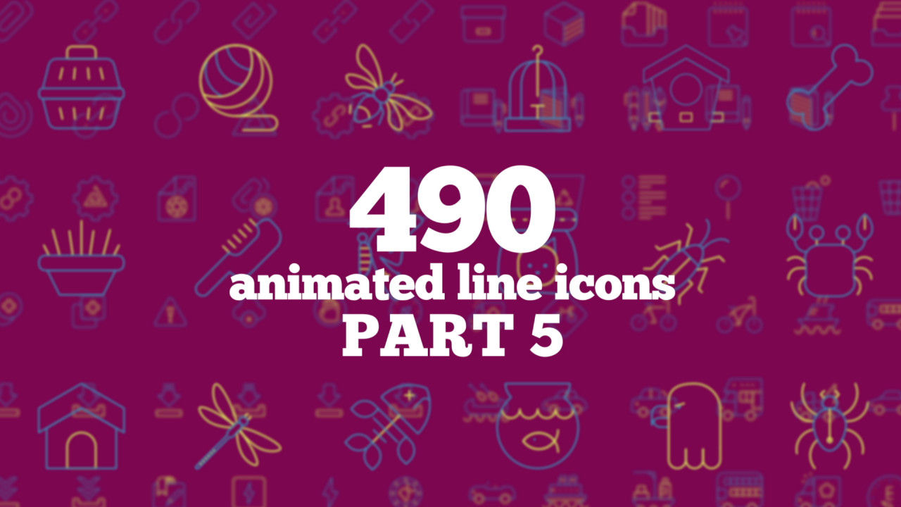 490个动画线图标素材库精选AE模板(第5部分)