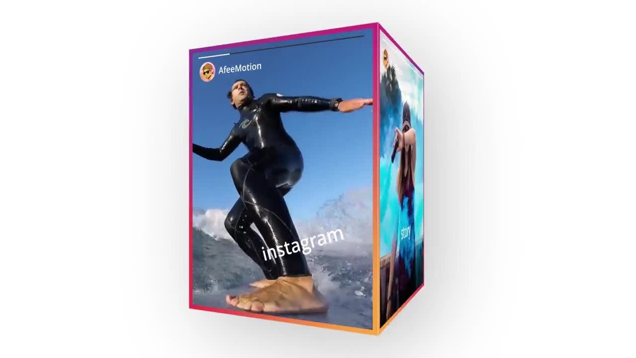 旋转伪3D立方体效果动画素材库推荐PR模板