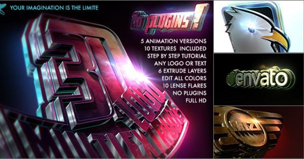 多拉伸效果闪亮3D标志演示素材库精选AE模板 3D logo – Multi Extrude